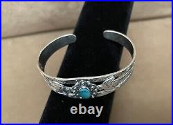 Vtg. Sterling Silver Turquoise Stone/birds-cuff Bracelet Marked Maisels/sterling