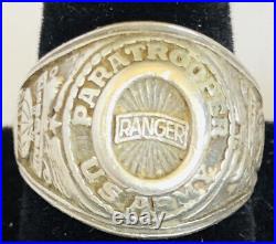 Vtg US Army Airborne Paratrooper (Ranger on top) 835 Sterling Ring 19.68 TGW
