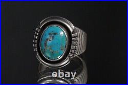 W. Denetdale Marked Sterling Silver Native American Navajo Turquoise Ring