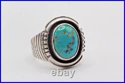 W. Denetdale Marked Sterling Silver Native American Navajo Turquoise Ring
