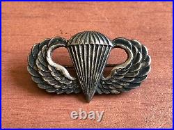 WW 2 US Army Airborne Sterling Silver Marked Jump Paratrooper Wings Pin Badge