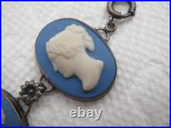 Wedgwood Style 5 Cameos Bracelet Marked Sterling