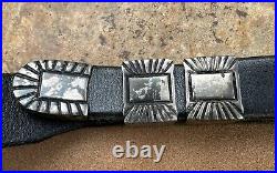 Western Sterling Silver Marked Vintage Ladies 1 Inch Leather Belt End