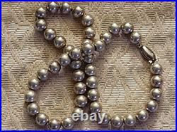 Wide 18 Inch Bead Ball Sterling Silver Necklace Marked 925 Italy 50 grams