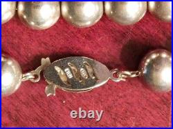 Wide 18 Inch Bead Ball Sterling Silver Necklace Marked 925 Italy 50 grams