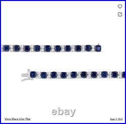 Zales Sterling Silver Lab Created Blue Sapphire Tennis Bracelet-Marked EMA