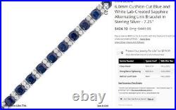 Zales Sterling Silver Lab Created Blue Sapphire Tennis Bracelet-Marked EMA