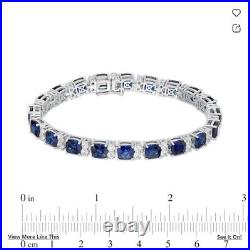 Zales Sterling Silver Lab Created Blue Sapphire Tennis Bracelet-Marked EMA